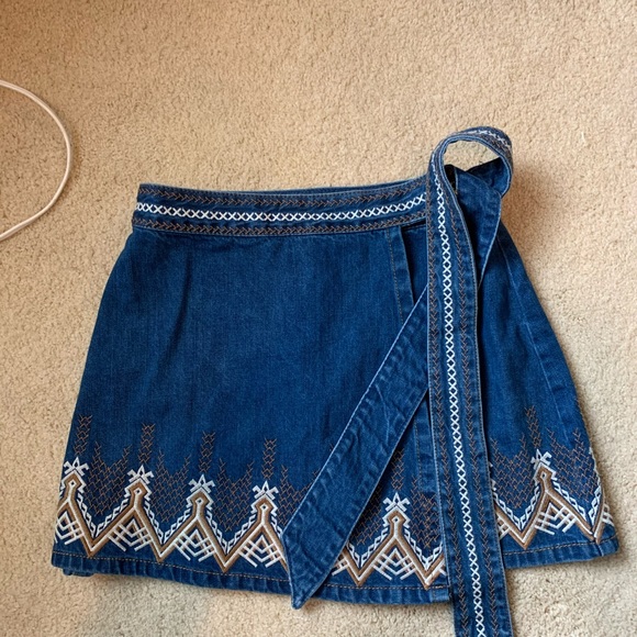 Free People Denim Wrap Skirt - Picture 2 of 4